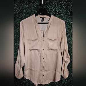 Forever 21 Light Tan Button-Down Shirt